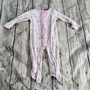 Magnetic Me Light Pink Modal Floral Ruffles Footie Size 3-6 months